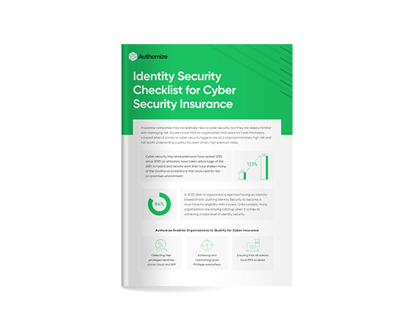 Identity Security Checklist for Cyber Security Insurance